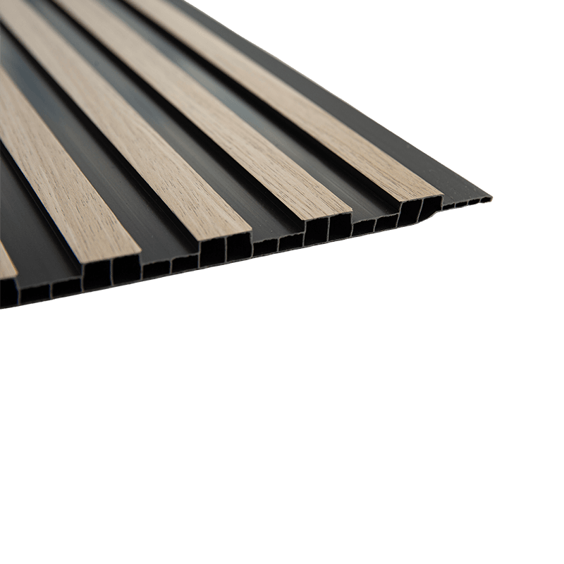 Folha de painel de PVC de 300 * 10 mm para teto - lacunas pretas Folha de painel de PVC de 300 * 10 mm para teto - lacunas pretas