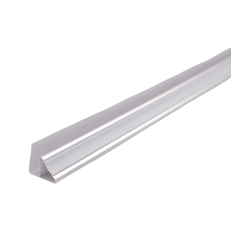 Perfil de PVC de 0,85*0,85 cm, 90 g/m com canto prateado estampado a quente