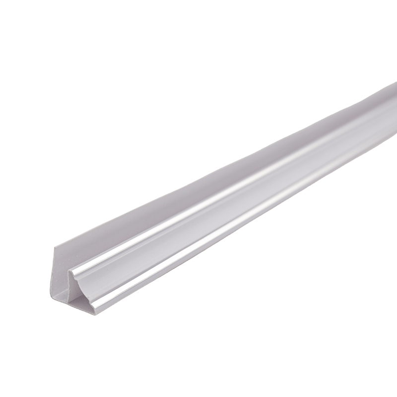 Perfil de PVC de 0,85*0,85 cm, 90 g/m com canto prateado estampado a quente