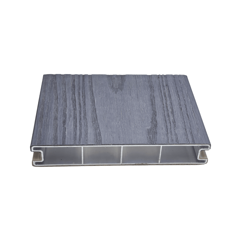 Piso de liga de alumínio com relevo de grãos de madeira, deck composto de alumínio para áreas externas - cinza Piso de liga de alumínio com relevo de grãos de madeira, deck composto de alumínio para áreas externas - cinza